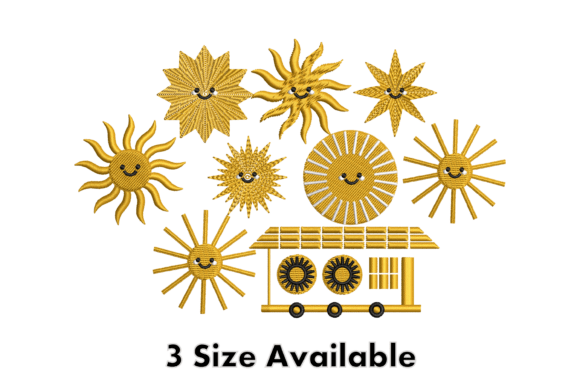 Smiling Sun Faces Embroidery Design